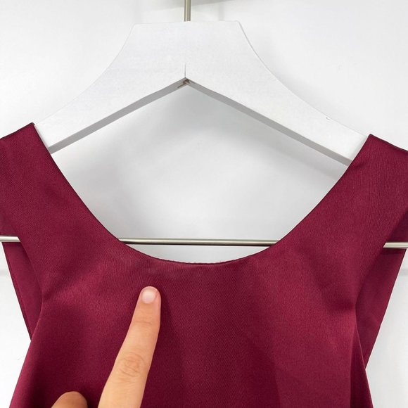 Vintage 90s Oleg Cassini Maroon Satin Formal Gown - Picture 5 of 10